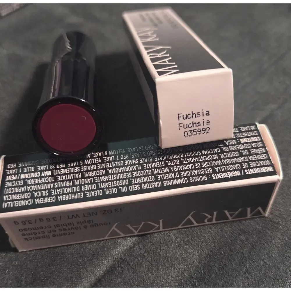 New old Stock In Box Mary Kay Creme Lipstick Fuchsia Full Size 035992